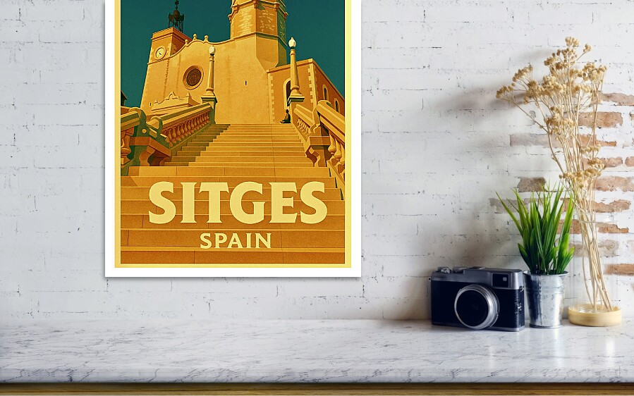 Vintage Travel Poster Sitges Spain – Sant Bartomeu & Santa Tecla